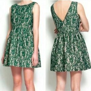 Zara Green Lace Overlay Low Back Tulip Mini Dress Party Wedding Size M
